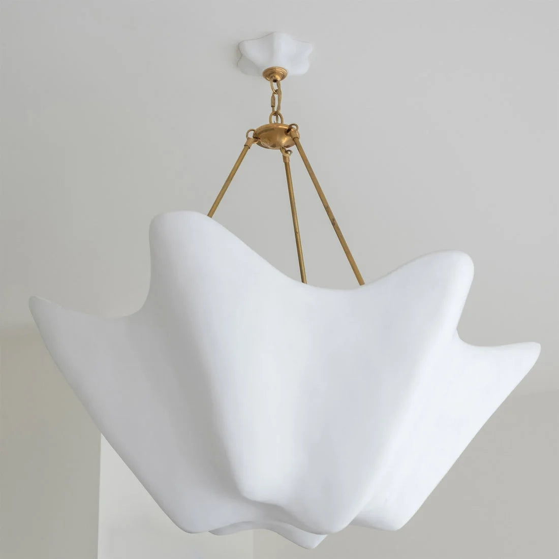 White Plaster Pendant with Brass Chain | Curated Modern Ceiling Light
