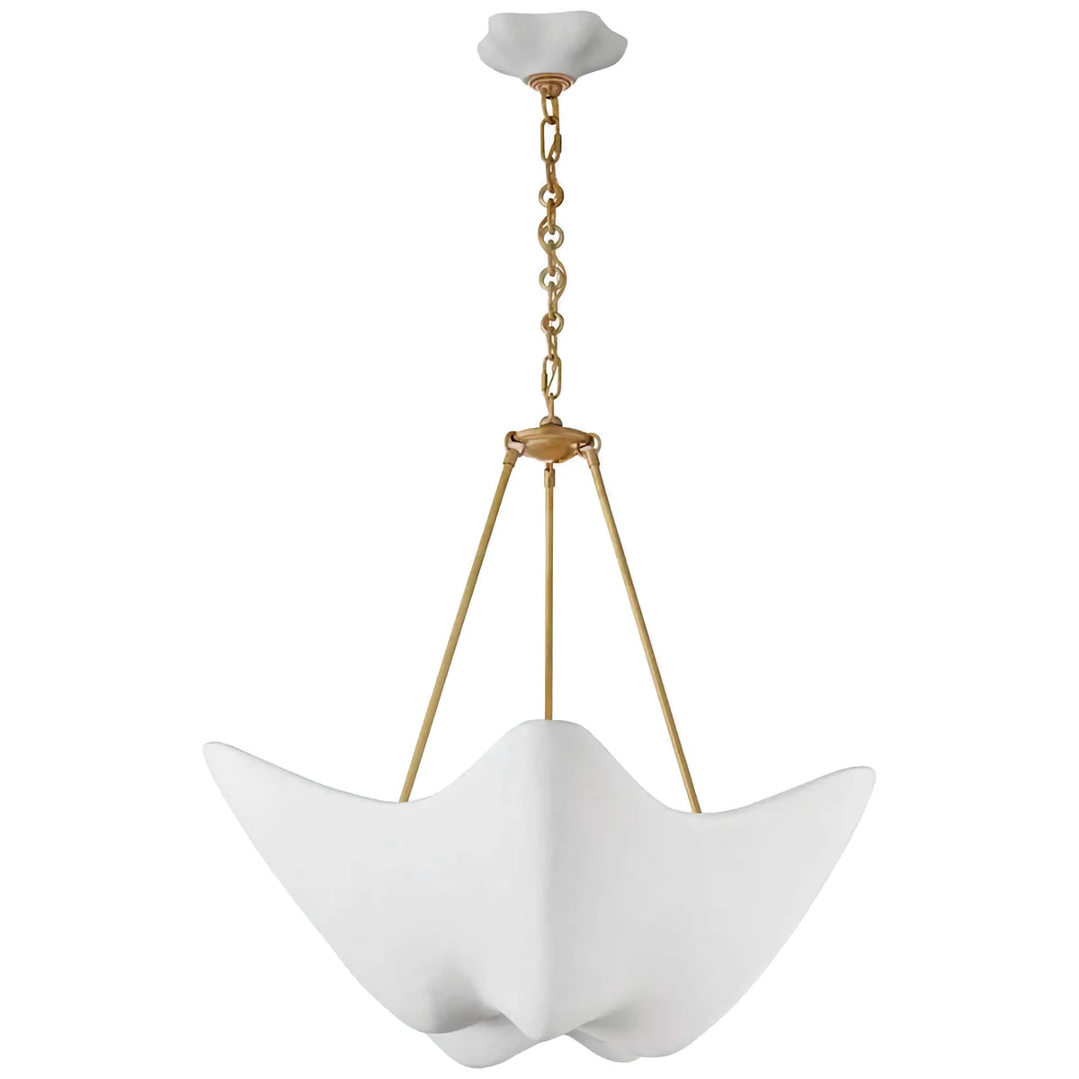 White Plaster Wave Pendant | Hand-cast Real with Brass Chain 73cm Modern Dining Room Casalolalights Luxury Lamps