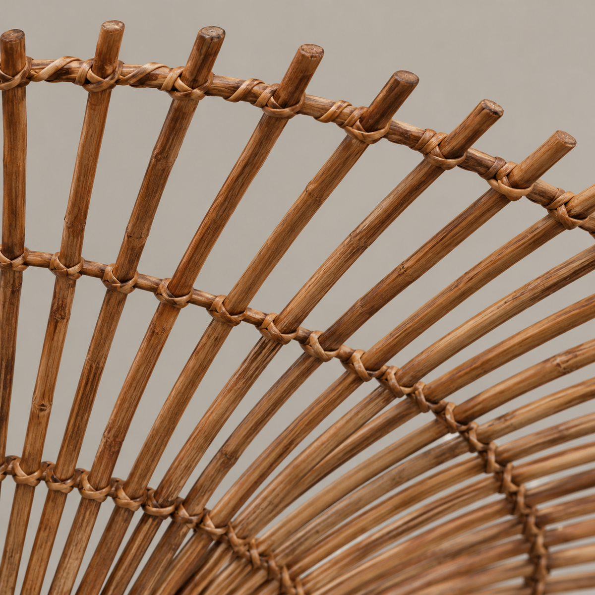 Brown wicker rods and bound rings on the CLWIC pendant