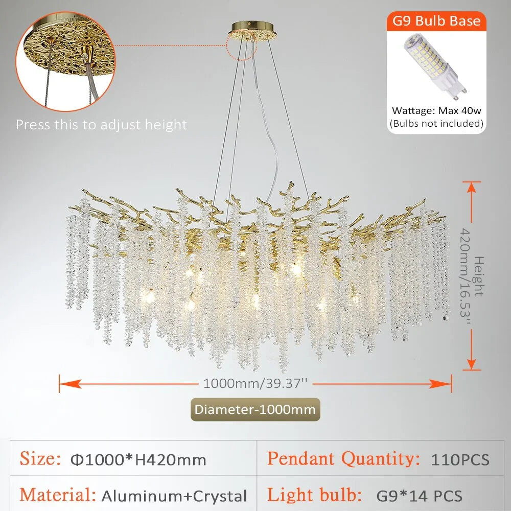 Crystal Chandelier 46-180cm | Round Cascading K9 Statement Light Dining Room & Living Casalolalights Luxury Lamps