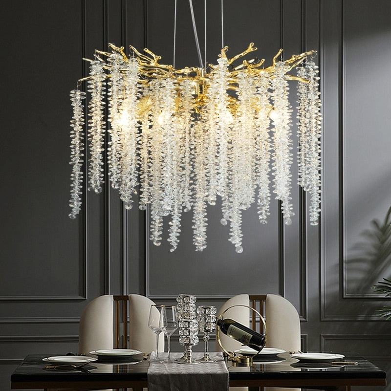 Real Crystal Chandelier | Wisteria Luxury Lighting For Stairs Living Room Restaurants - Semi - flush Mounts