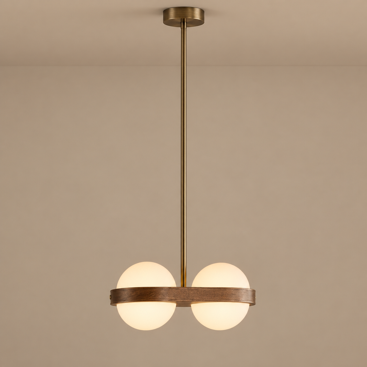 Globe Pendant Light - Solid Wood Ring & Opal Glass Globes Casalola Lights Luxury Lamps for Interior Designers