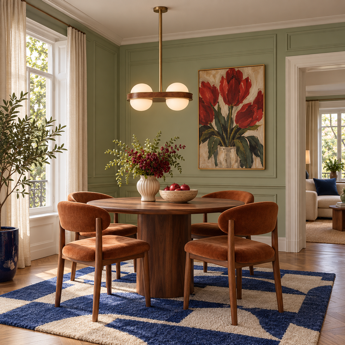 Globe Pendant Light - Solid Wood Ring & Opal Glass Globes Casalola Lights Luxury Lamps for Interior Designers