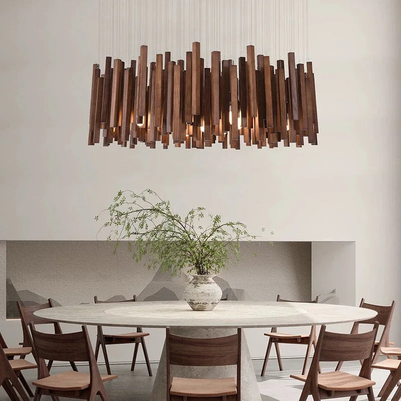 Wood Beam Pendant Light | Linear Timber Hanging Lamp Farmhouse Industrial Dining & Kitchen Island Casalolalights Luxury