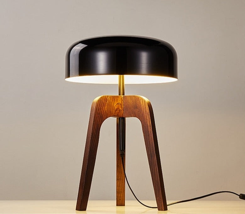 Tripod Table Lamp Wood Black Acrylic Lampshade And Floor Lighting Japandi Decor - Minimalist Lamps