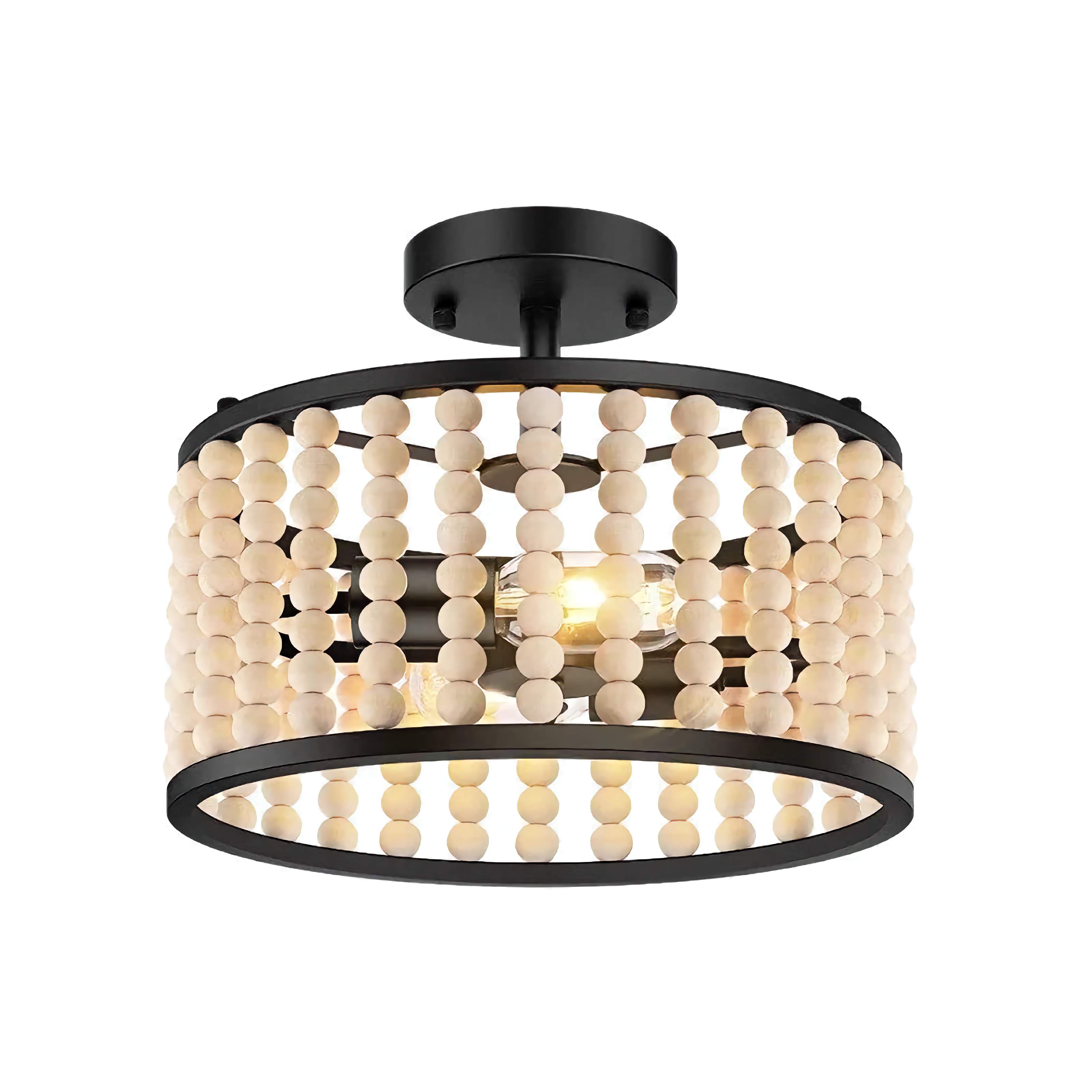 Wooden Bead Ceiling Lamp 32cm | Handcrafted Natural Pendant Cottagecore Rustic Bedroom & Hallway Casalolalights Luxury
