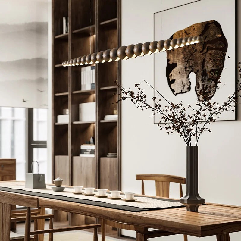 Wooden Beads Bar Pendant Lighting | Modern Led Kitchen Island Dining Room | Casalola Casalolalights Luxury Lamps