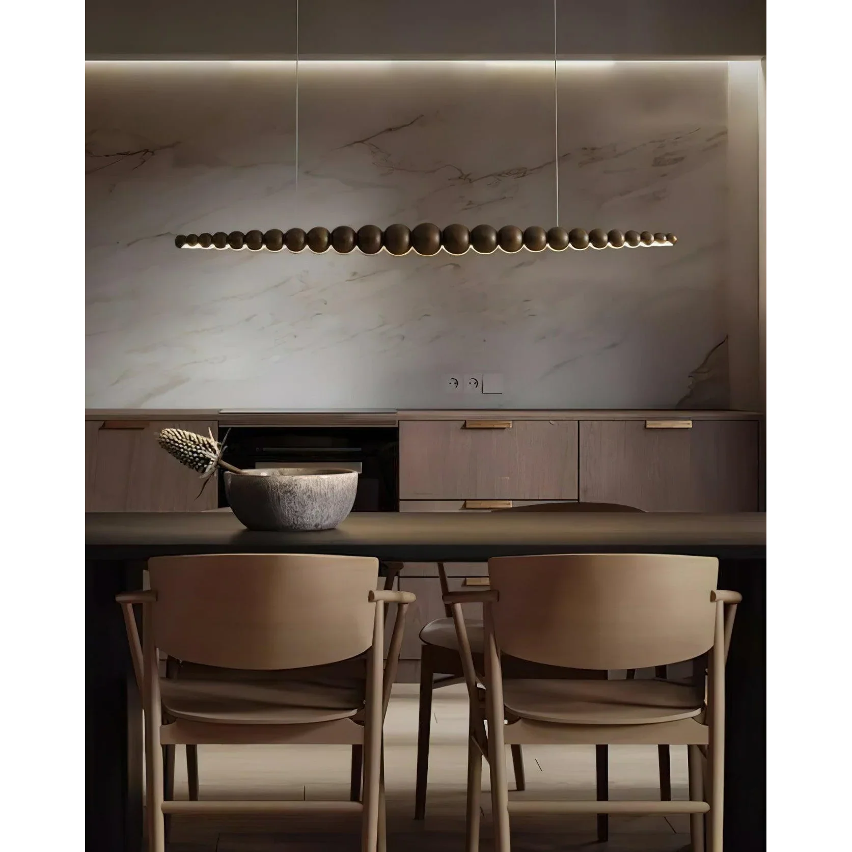 Wooden Beads Bar Pendant Lighting | Modern Led Kitchen Island Dining Room | Casalola Casalolalights Luxury Lamps