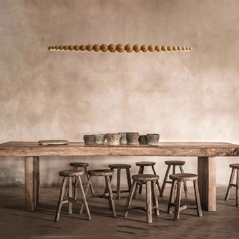 Wooden Beads Bar Pendant Lighting | Modern Led Kitchen Island Dining Room Casalola - Lamps