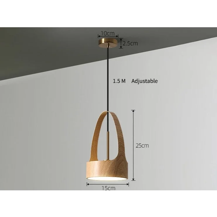 Wooden-look Pendant Light | Slim Minimalist Wood-grain Hanging Lamp Bedroom Kitchen & Dining Island Casalolalights