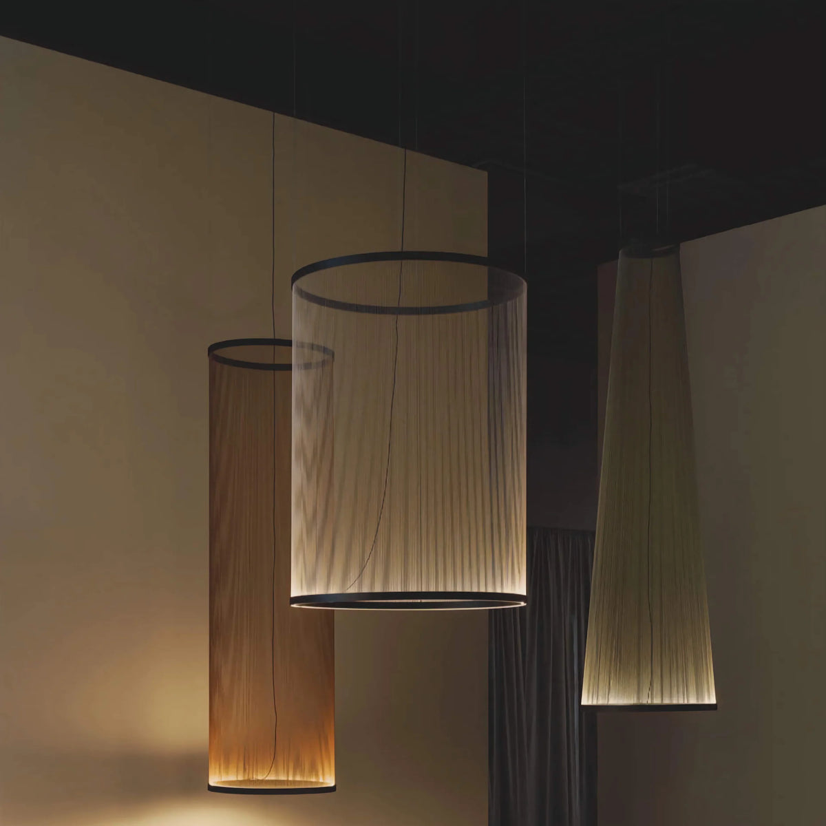 Woven Thread Pendant Light | Hand-wound Textile Shade D37-d83 Red Green or Cream Dining Casalolalights Luxury Lamps