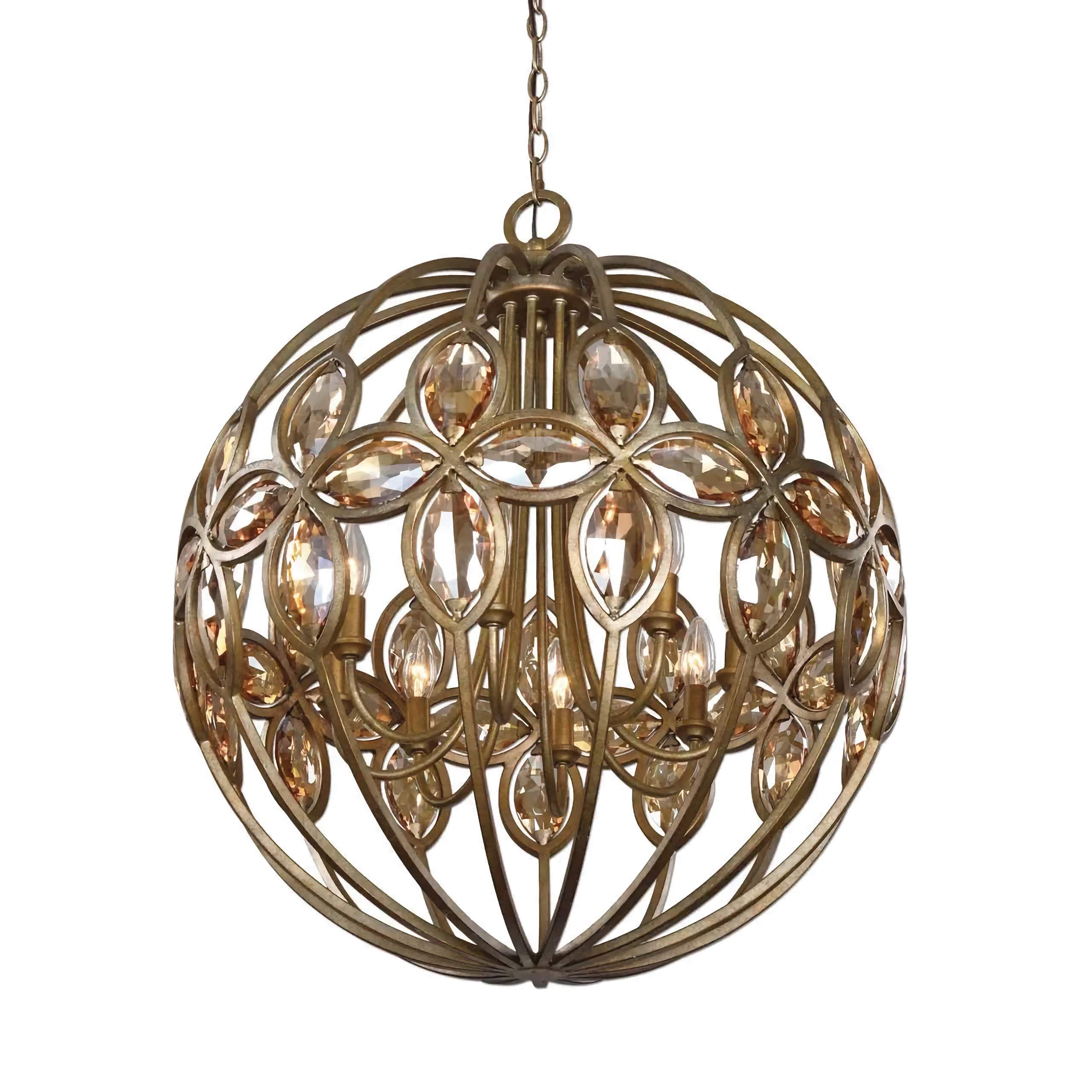 Wrought Iron Crystal Globe Pendant Light for Patio or Entrance | Casalola Lights