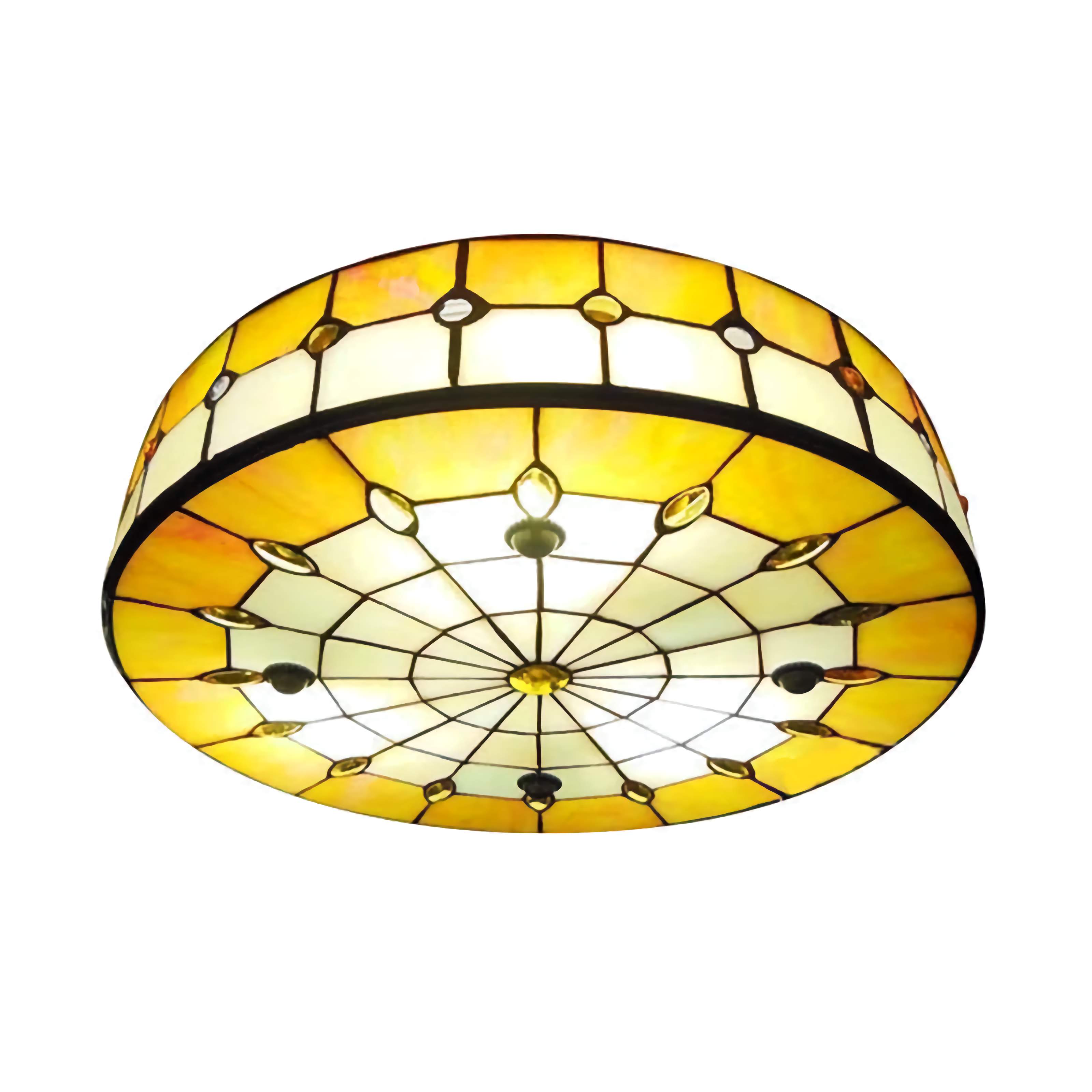 Yellow Tiffany-style Ceiling Lamps Flush Mounts Art Nouveau Decor