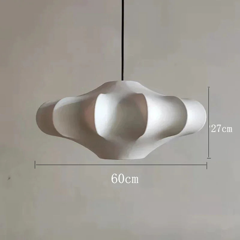 Minimalist Silk Pendant Lamp White Japandi Lamps for Living Room Bedroom