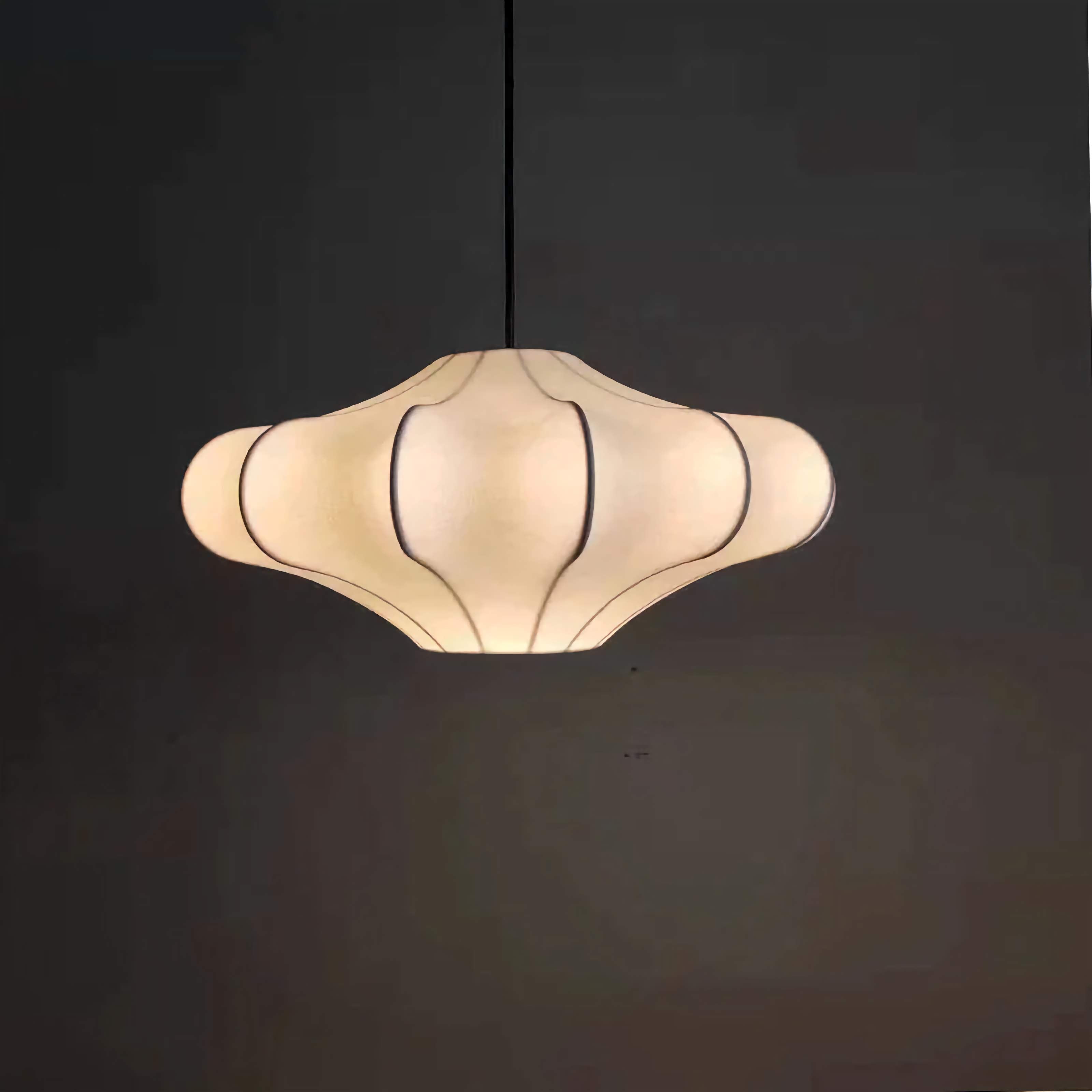 Minimalist Silk Pendant Lamp White Japandi Lamps for Living Room Bedroom