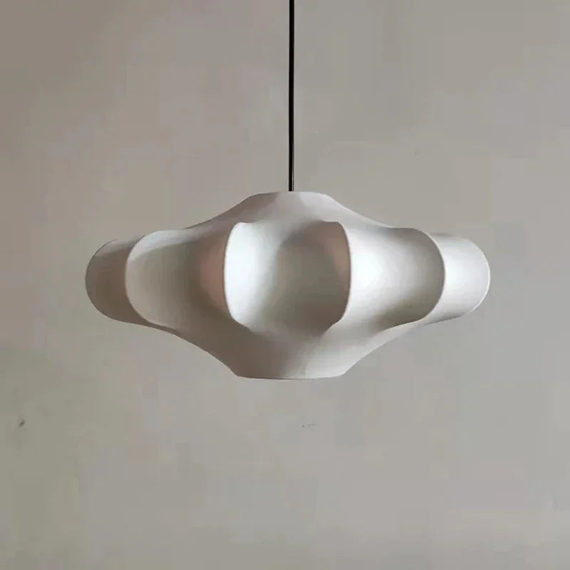 Minimalist Silk Pendant Lamp White Japandi Lamps For Living Room Bedroom